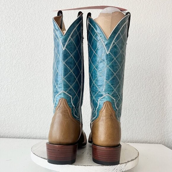 Rod Patrick Womens Cowboy Boots 8AA Brown Turquoise Western Cowgirl Square Toe - Picture 3 of 12